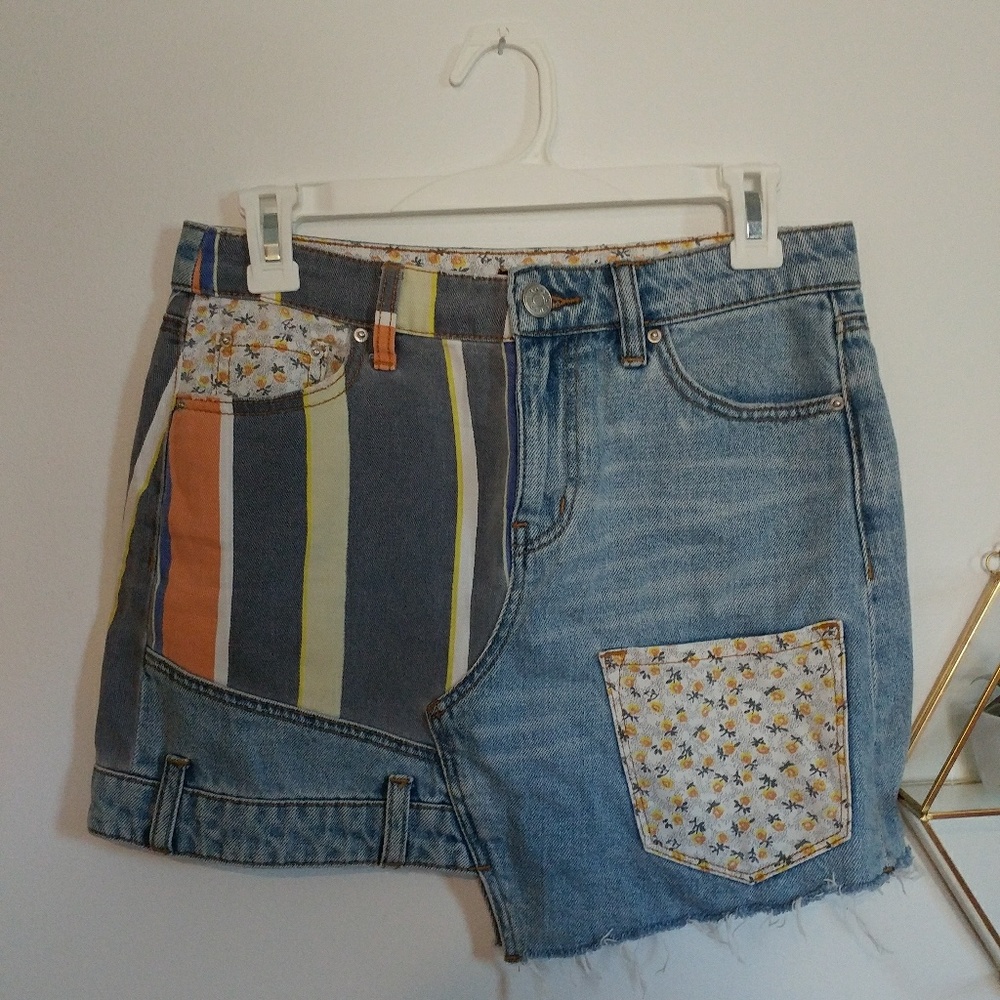 MOVING SALE🎉Patchwor asymmetrical denim skirt BDG